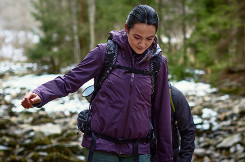 A woman hiking in beautiful surroundings