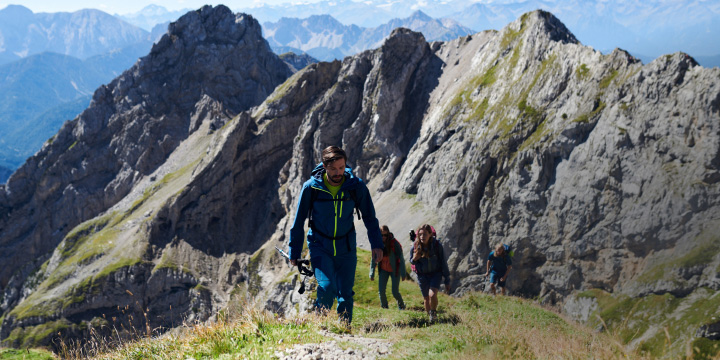 Mountain scenery with hikers