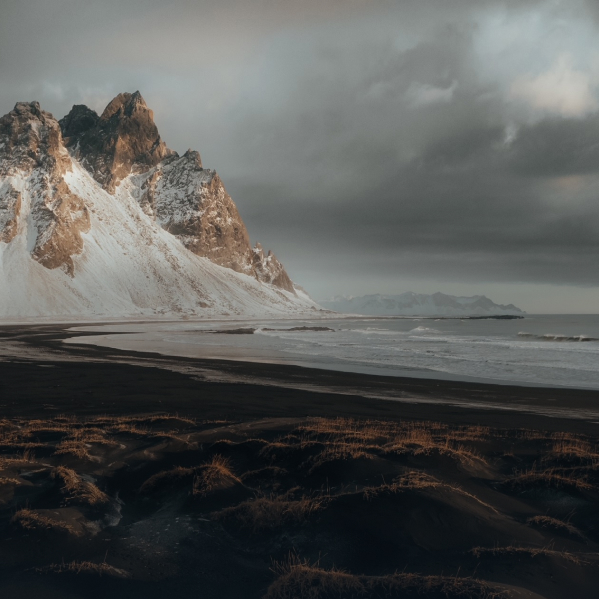 Coast with mountains in the background